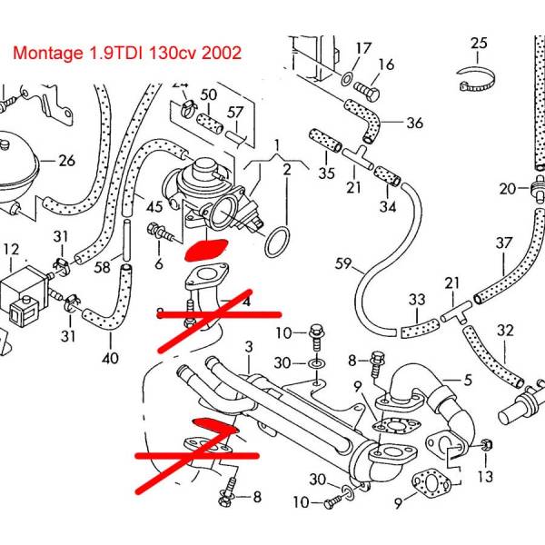 Kit Suppression Vanne Egr TDI 57mm Audi,Vw,Seat,Skoda 1.9 Tdi 130cv 150cv  160cv