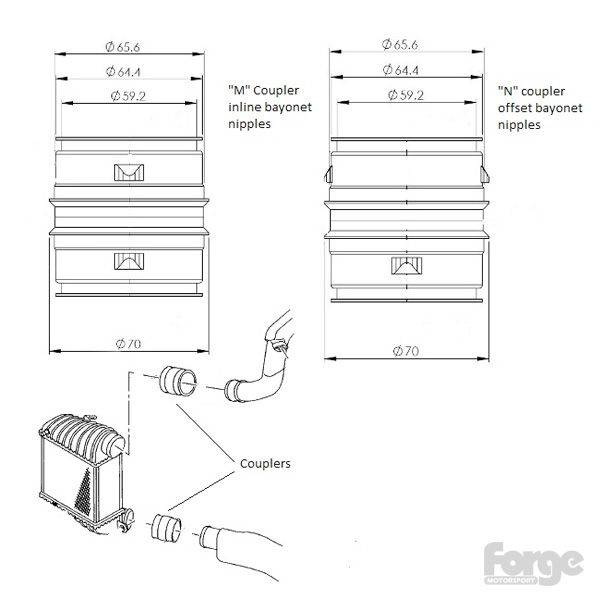 Coupleurs en alu haut/bas pour Intercooler moteurs ASZ TDI 130cv seulement FMABHCMN
