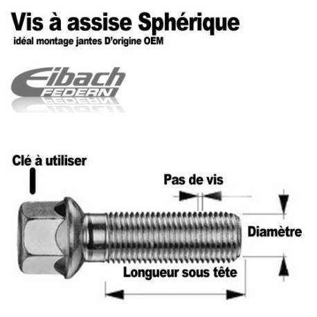 Tornillo de asiento esférico Eibach M12x1,5