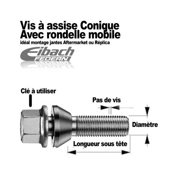 Tornillo cónico con arandela móvil Eibach M12x1,5
